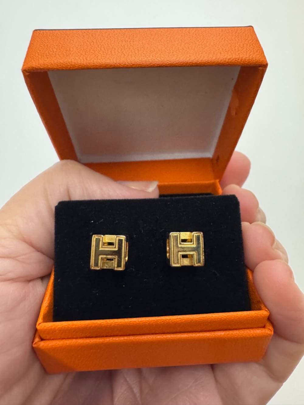 New Hermes Gold 'H' mini pop Earrings